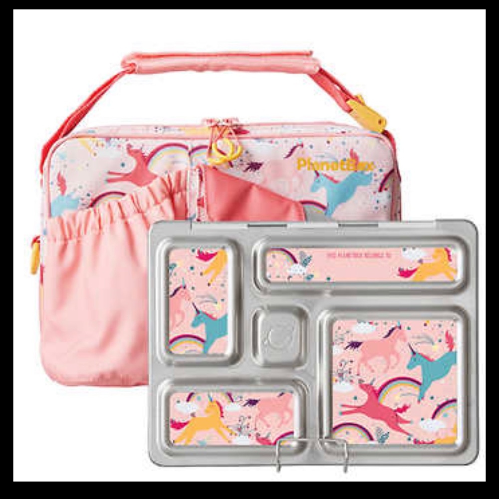 “BUNDLE LISTING” 3 sets  NIB PlanetBox Stainless Lunch Box Kit - Pink Unicorn